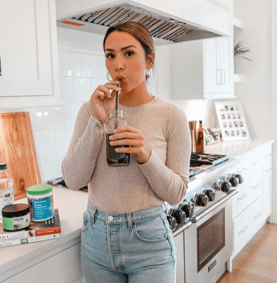 Alexandrea Garza drinking